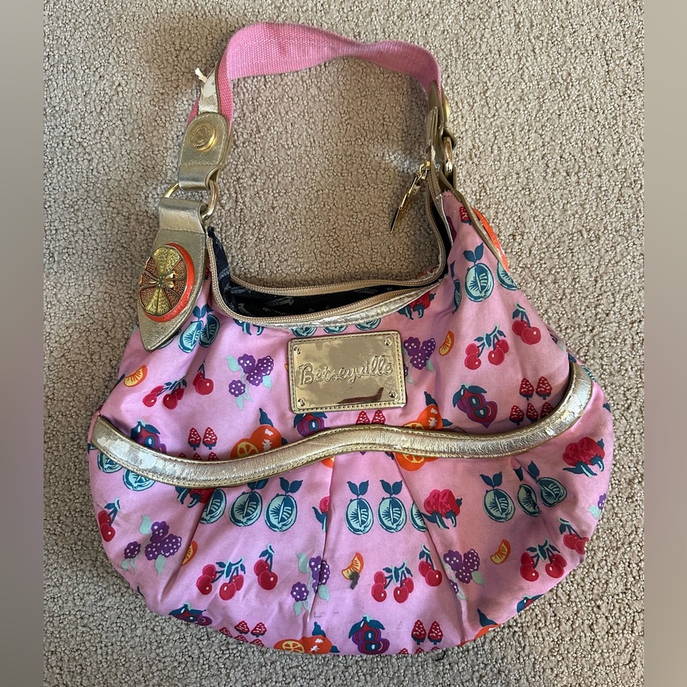 BETSEY Johnson fruit purse pink gold oranges